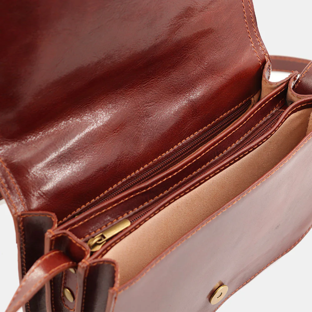 Borsa a Tracolla VIAVERDI in Pelle Marrone Made in Italy linea Firenze - Image 5