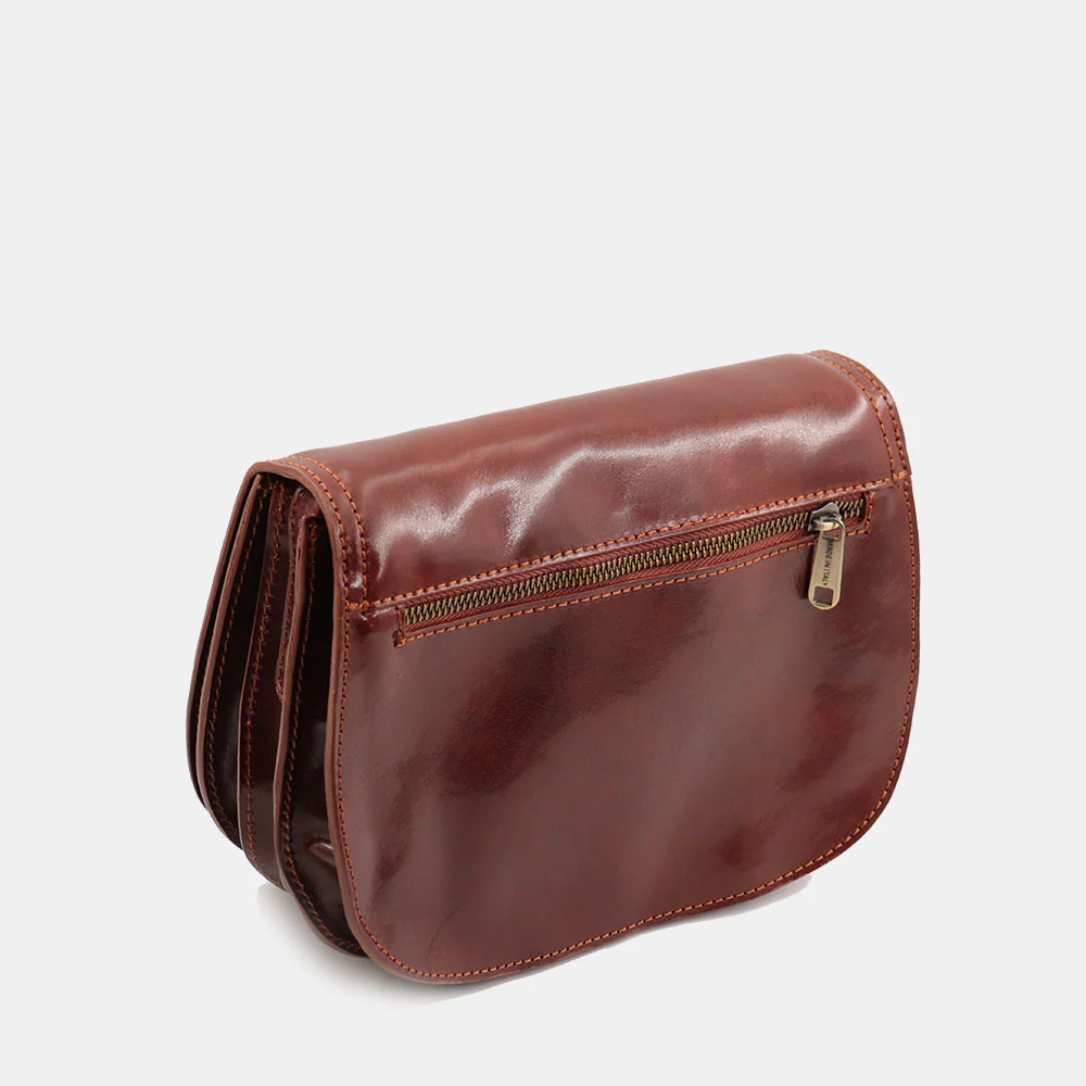 Borsa a Tracolla VIAVERDI in Pelle Marrone Made in Italy linea Firenze - Image 6