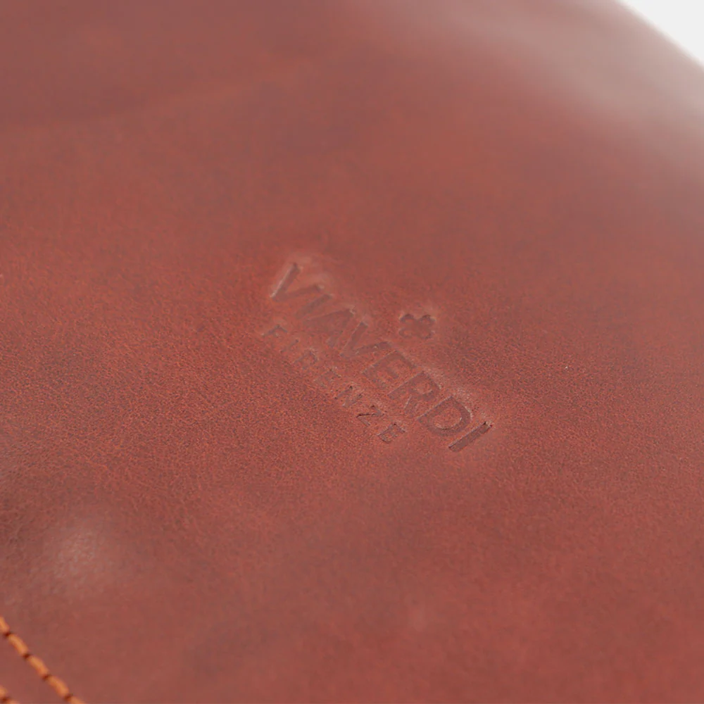 Borsa a Tracolla VIAVERDI in Pelle Marrone Made in Italy linea Firenze - Image 9