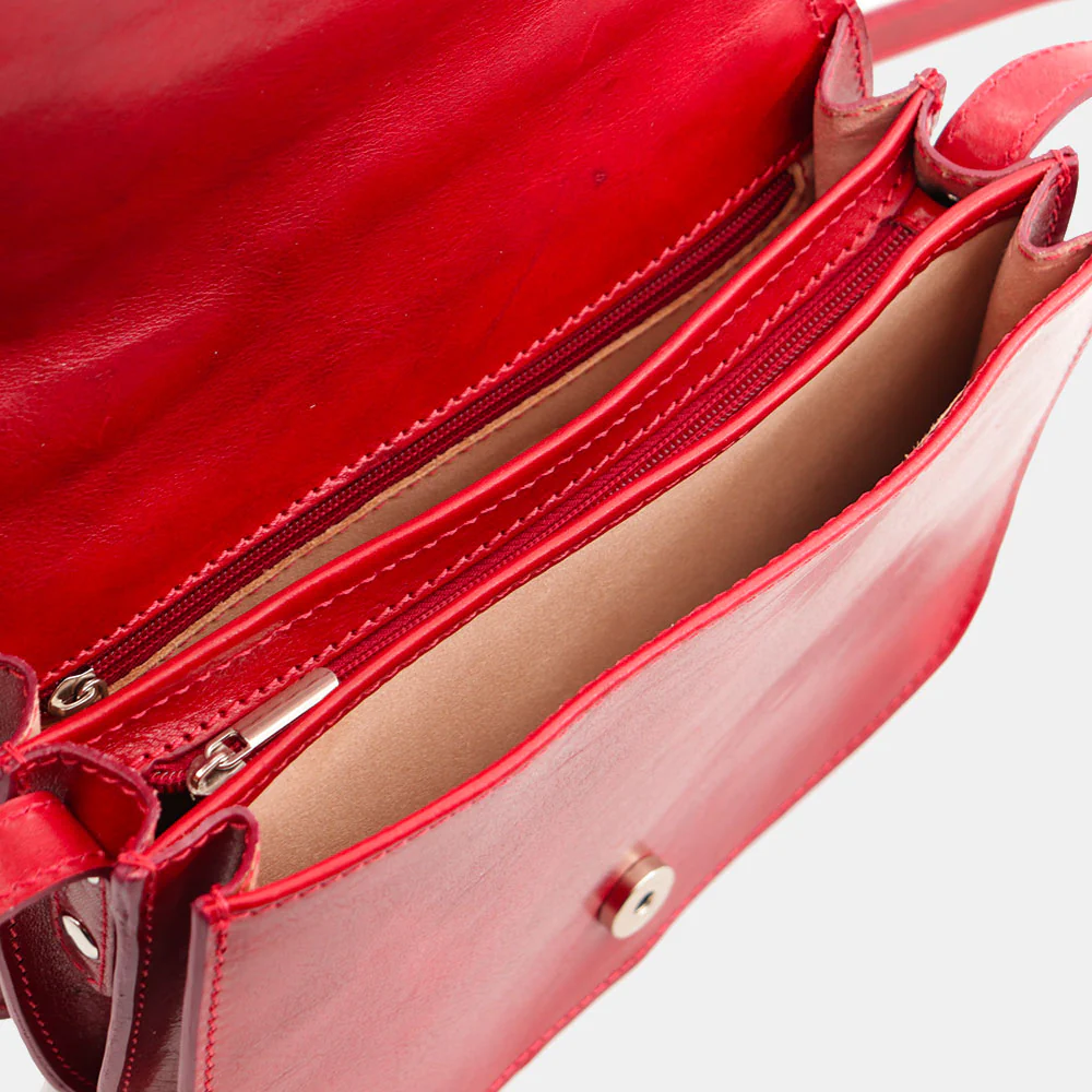 Borsa a Tracolla VIAVERDI in Pelle Rossa Made in Italy linea Firenze - Image 6