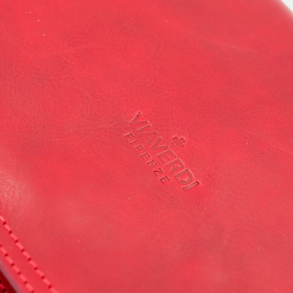 Borsa a Tracolla VIAVERDI in Pelle Rossa Made in Italy linea Firenze - Image 8