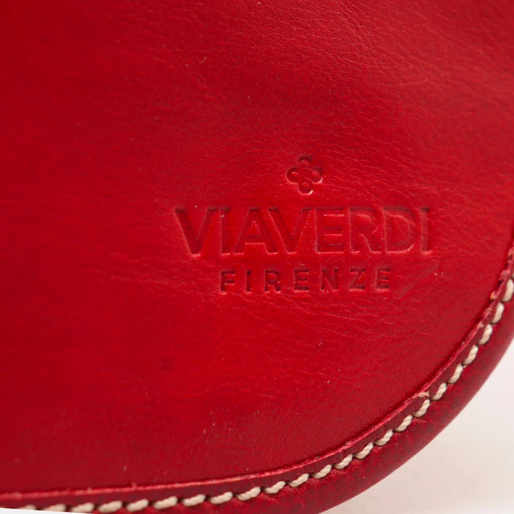 Borsa a Tracolla VIAVERDI in Pelle Rossa Made in Italy linea Firenze - Image 10