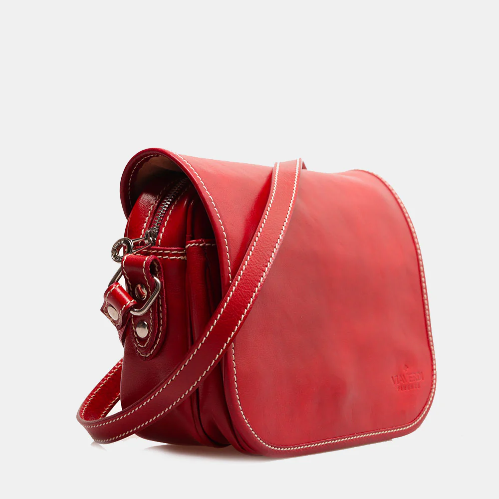 Borsa a Tracolla VIAVERDI in Pelle Rossa Made in Italy linea Firenze - Image 4