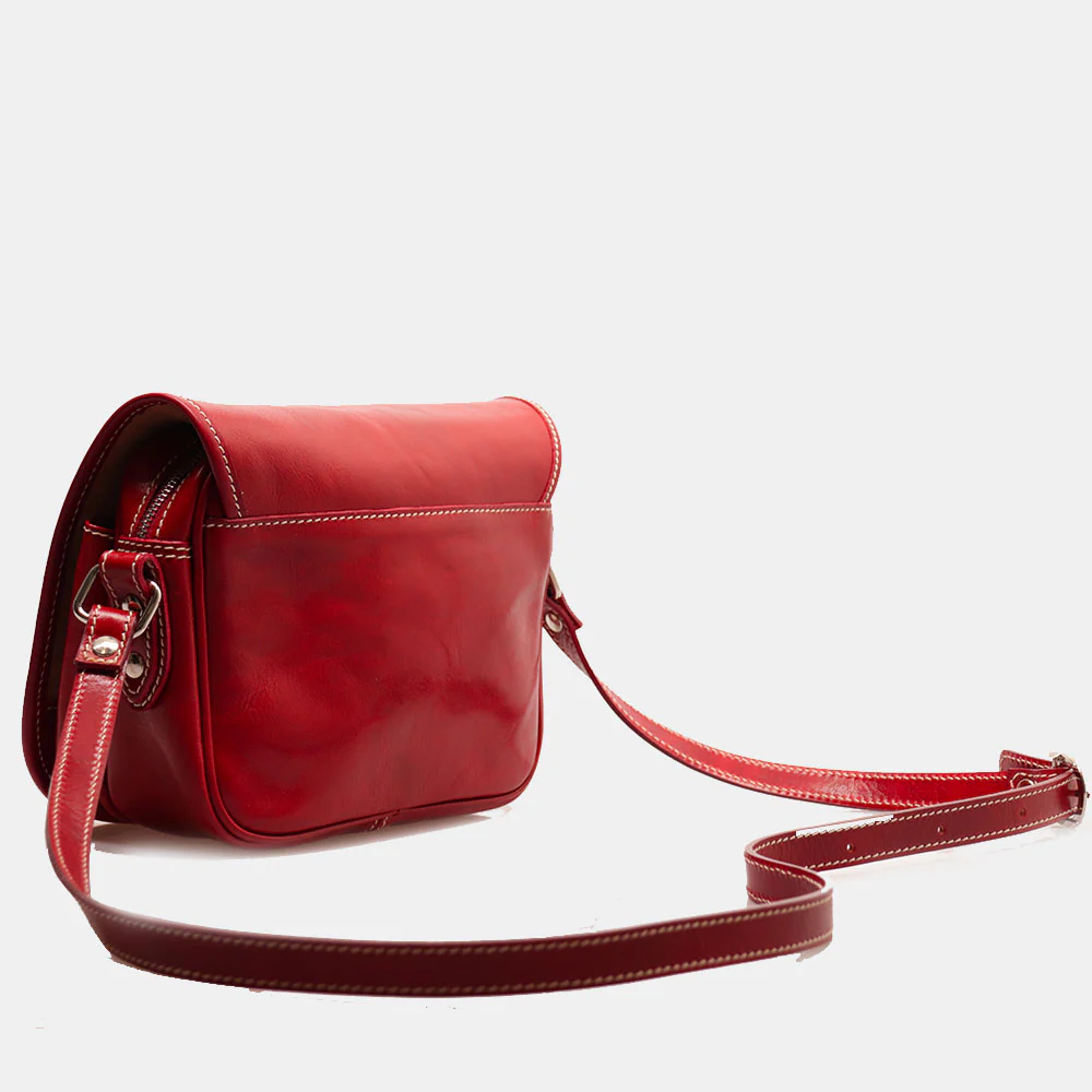 Borsa a Tracolla VIAVERDI in Pelle Rossa Made in Italy linea Firenze - Image 5