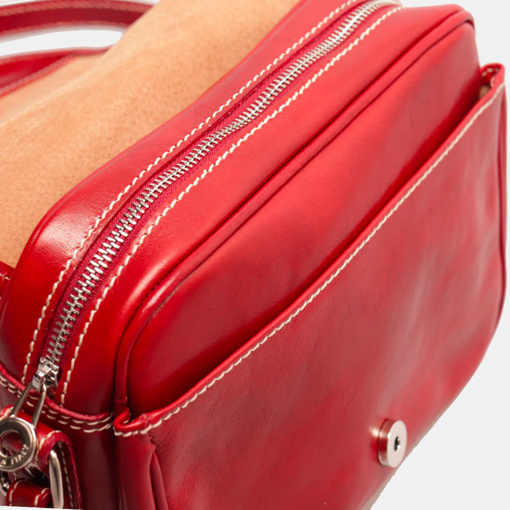 Borsa a Tracolla VIAVERDI in Pelle Rossa Made in Italy linea Firenze - Image 7