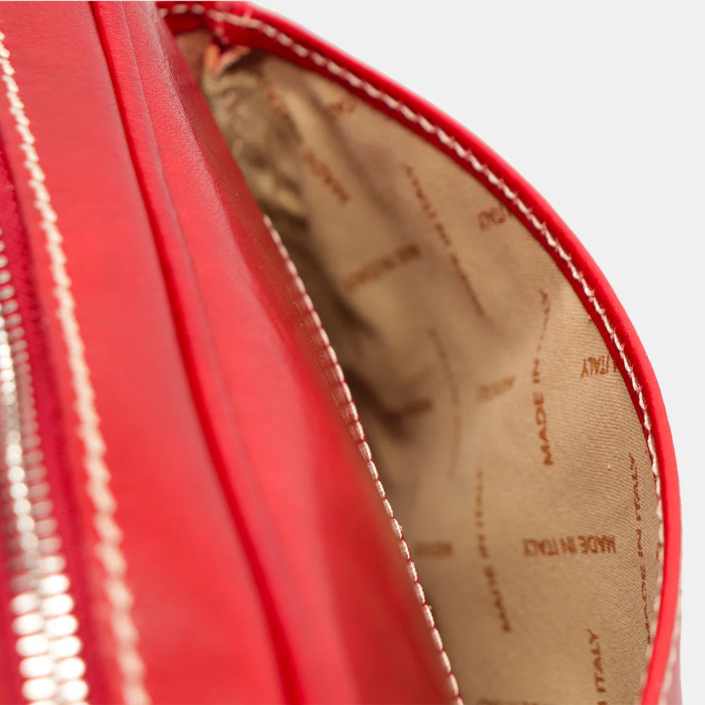 Borsa a Tracolla VIAVERDI in Pelle Rossa Made in Italy linea Firenze - Image 9