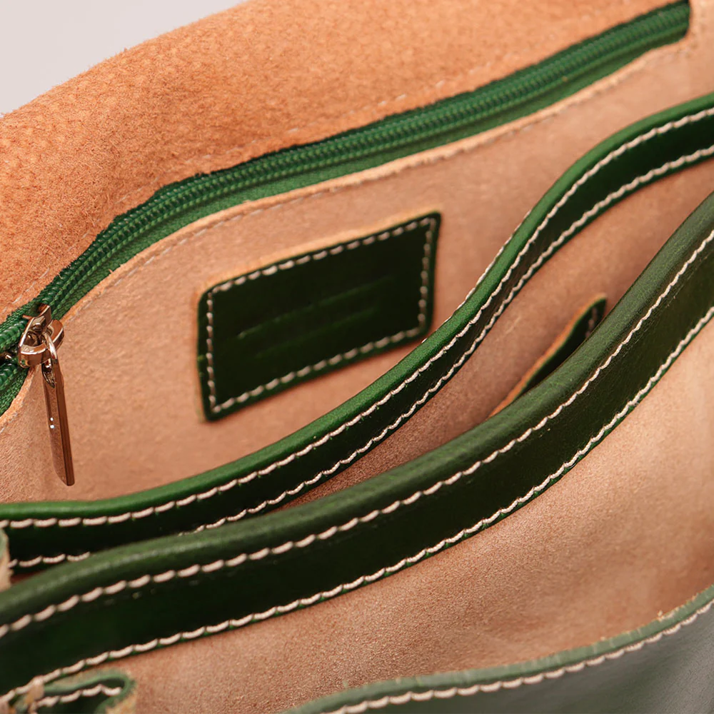 Borsa a tracolla VIAVERDI in Pelle Verde Made in Italy linea Firenze - Image 11