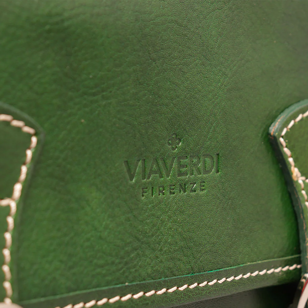 Borsa a tracolla VIAVERDI in Pelle Verde Made in Italy linea Firenze - Image 6