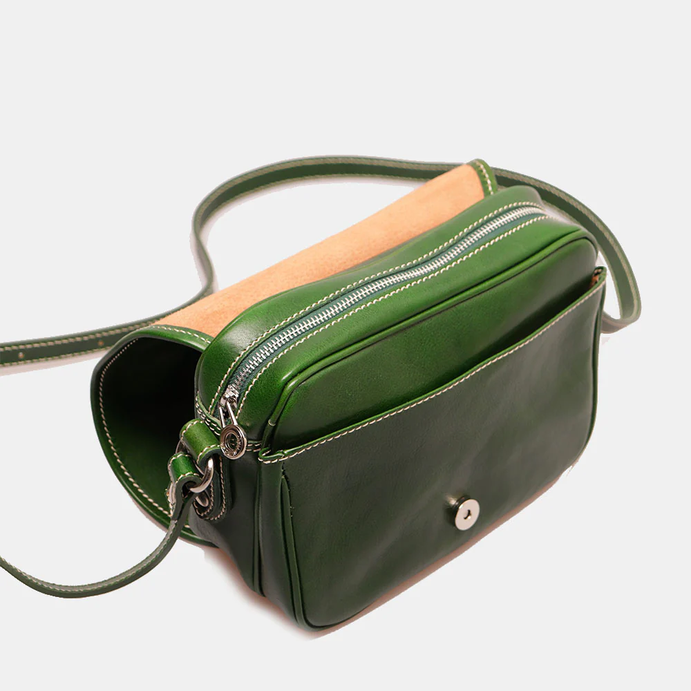 Borsa a Tracolla VIAVERDI in Pelle Verde Made in Italy linea Firenze - Image 5