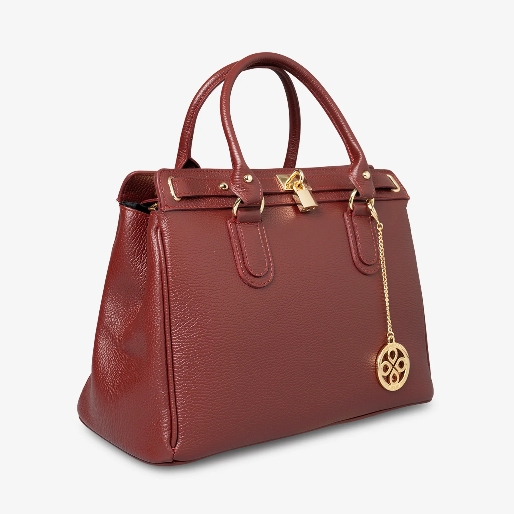 Borsa Bauletto Grande a Mano con Tracolla VIAVERDI in Pelle Bordeaux Made in Italy linea Artimino - Image 4