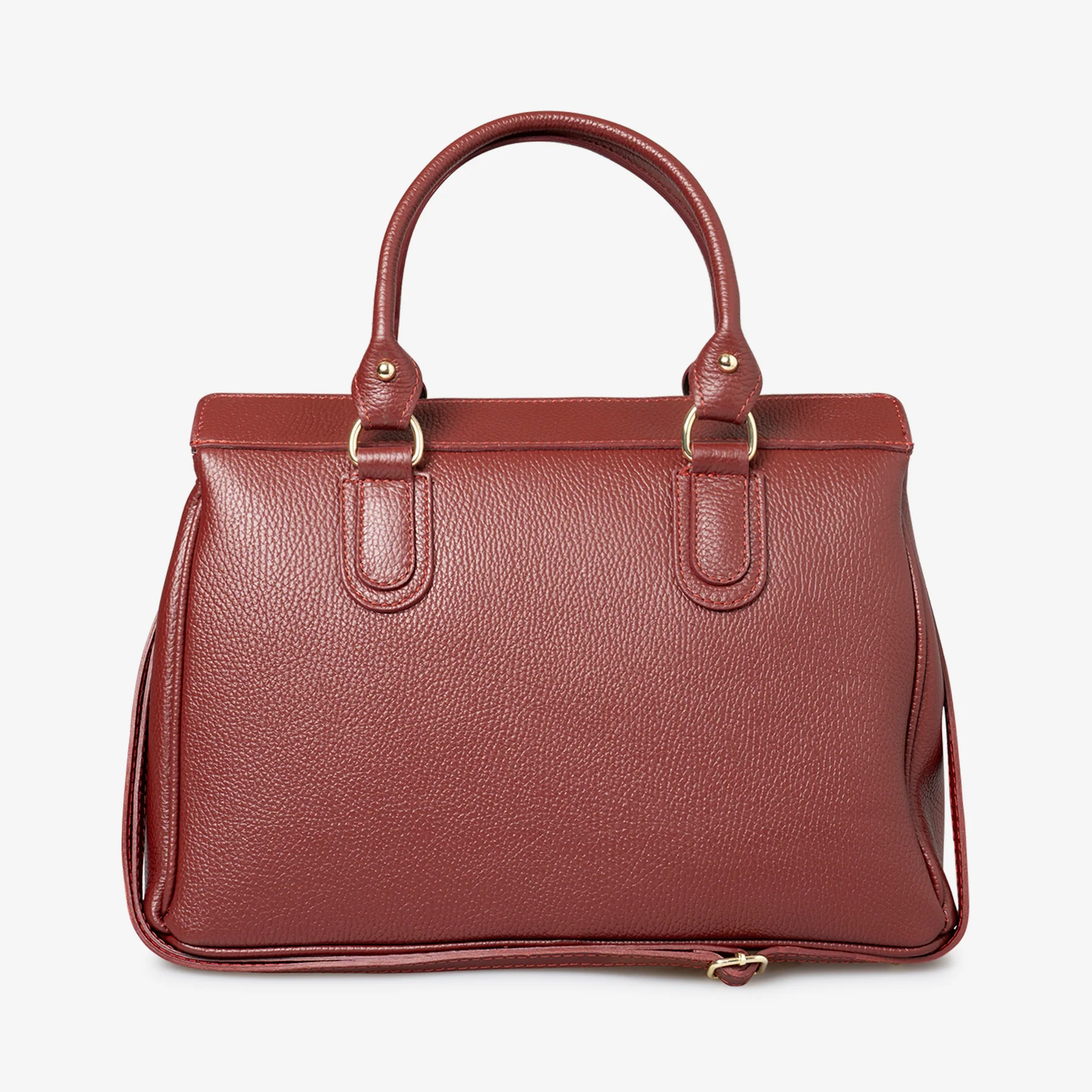 Borsa Bauletto Grande a Mano con Tracolla VIAVERDI in Pelle Bordeaux Made in Italy linea Artimino - Image 5