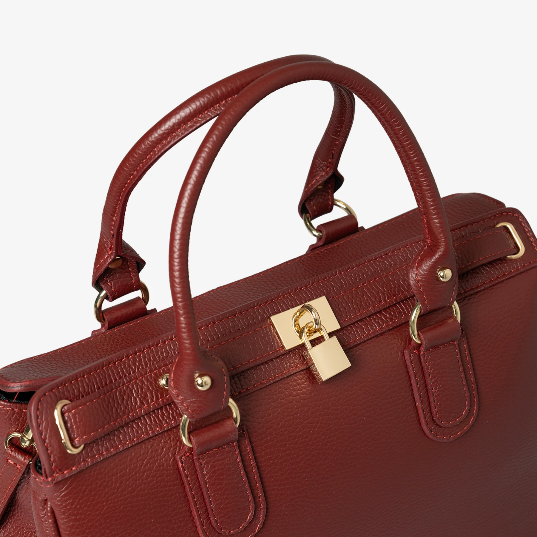 Borsa Bauletto Grande a Mano con Tracolla VIAVERDI in Pelle Bordeaux Made in Italy linea Artimino - Image 7