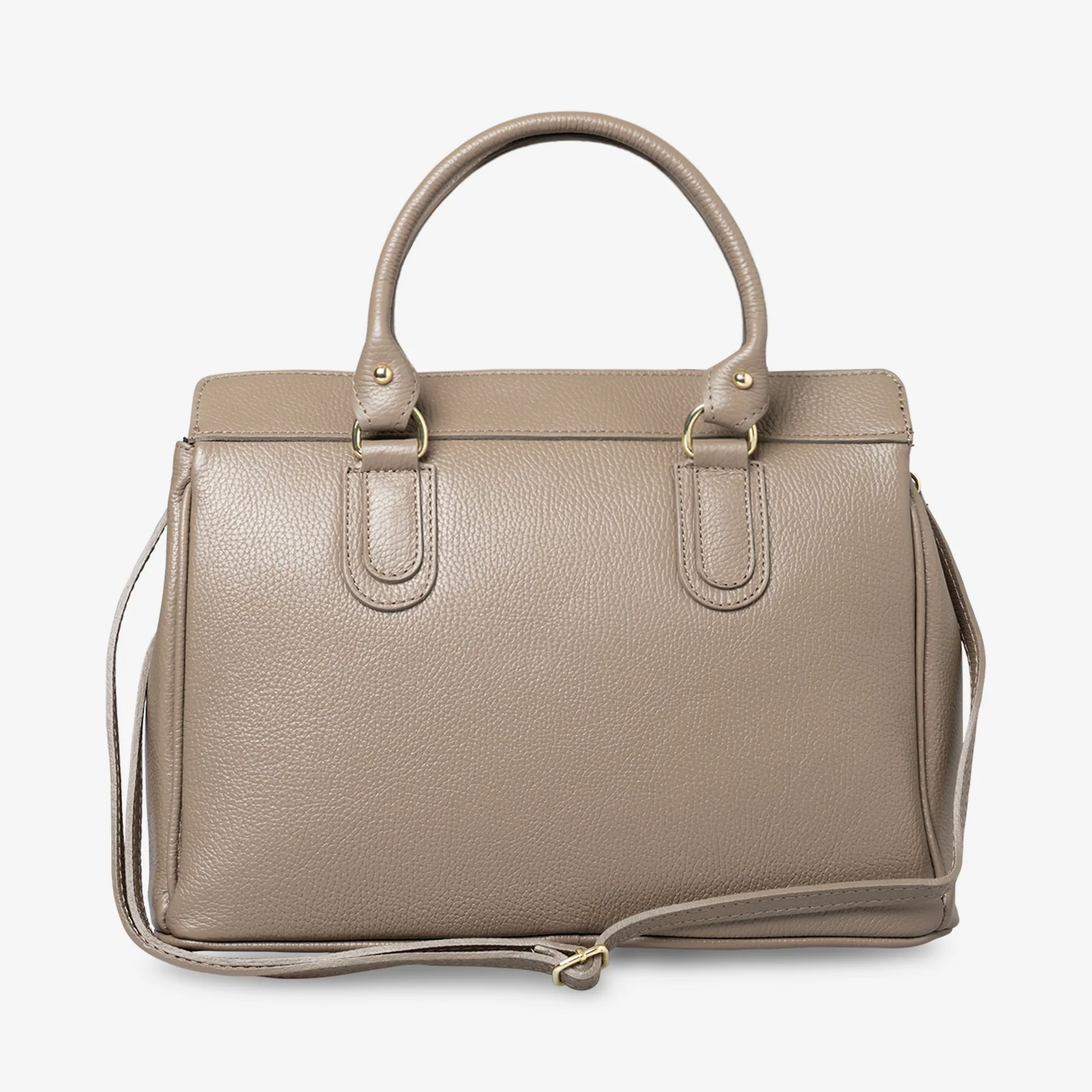 Borsa Bauletto Grande a Mano con Tracolla VIAVERDI in Pelle Taupe Made in Italy linea Artimino - Image 4