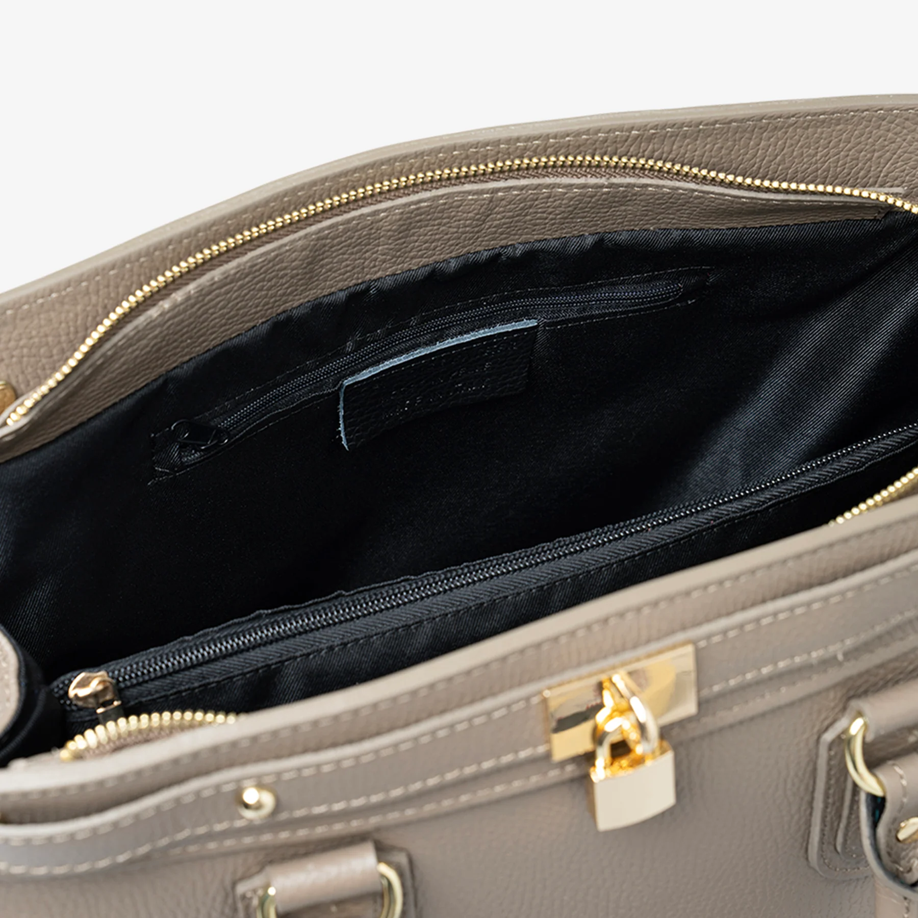 Borsa Bauletto Grande a Mano con Tracolla VIAVERDI in Pelle Taupe Made in Italy linea Artimino - Image 6