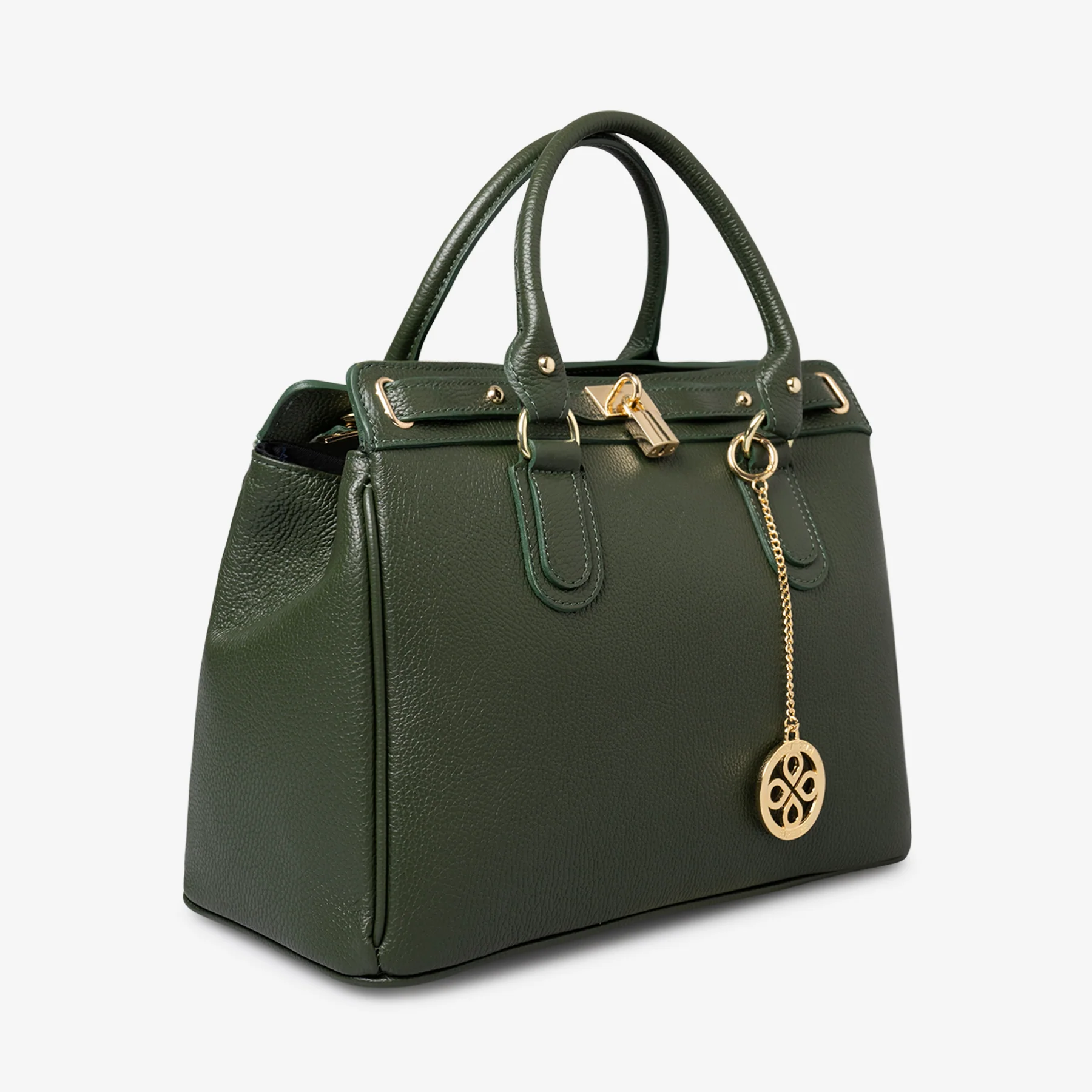 Borsa Bauletto Grande a Mano con Tracolla VIAVERDI in Pelle Verde Made in Italy linea Artimino - Image 3