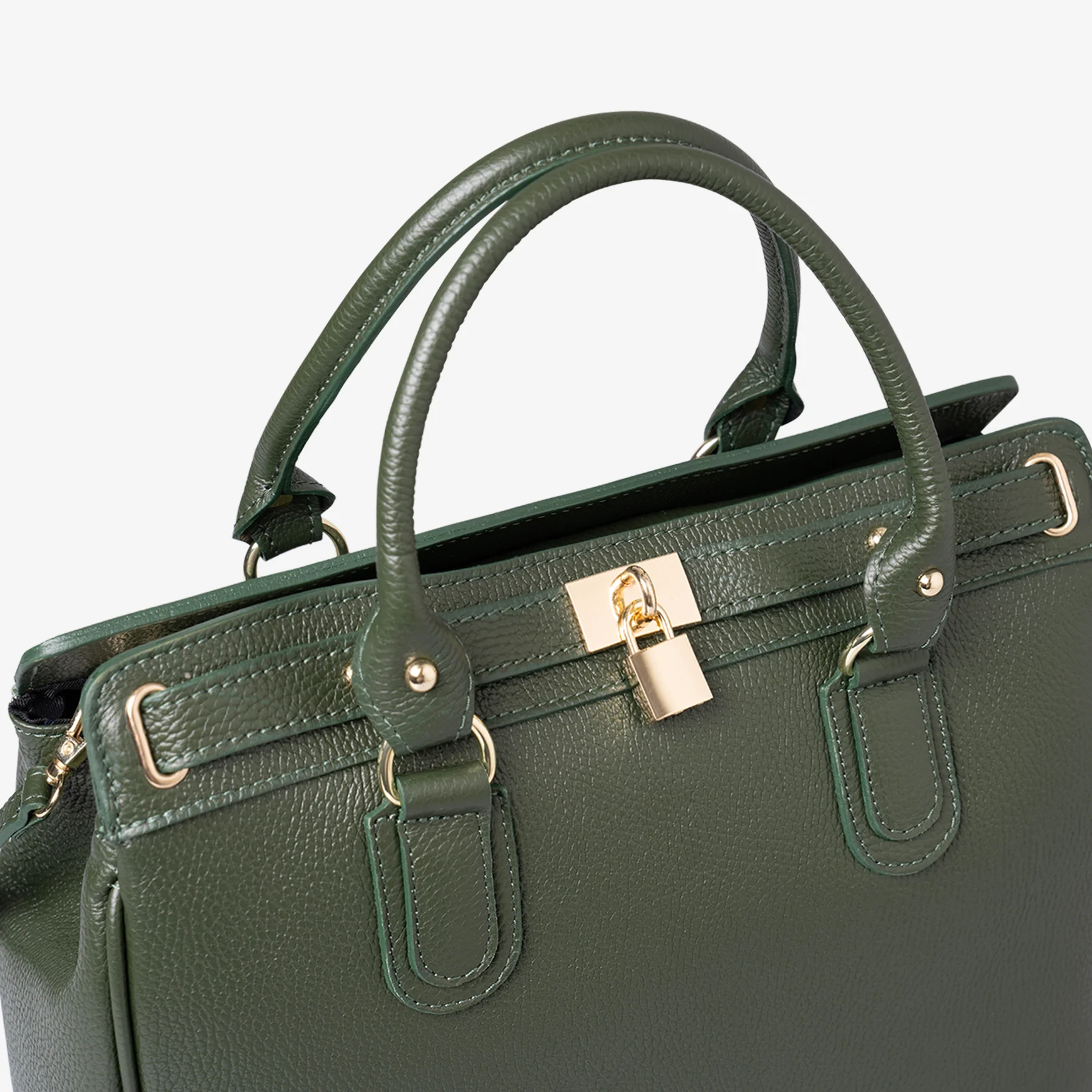 Borsa Bauletto Grande a Mano con Tracolla VIAVERDI in Pelle Verde Made in Italy linea Artimino - Image 5