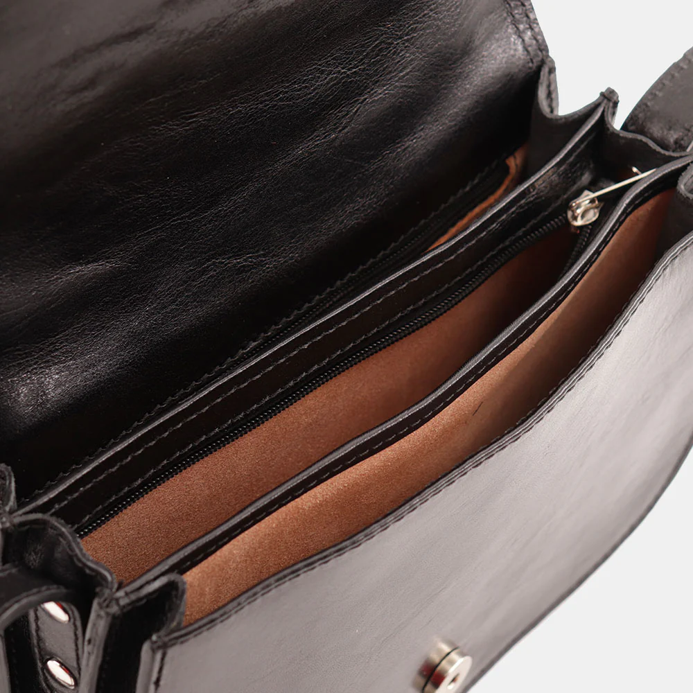 Borsa a Tracolla VIAVERDI in Pelle Nera Made in Italy linea Firenze - Image 7