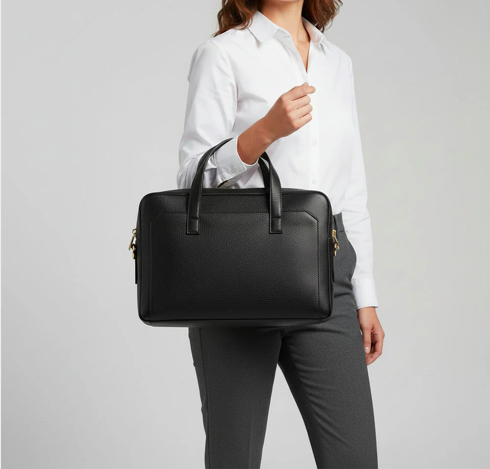 Borsa Business in Pelle Nera VIAVERDI Made in Italy - Porta Pc 15.6 - Image 2