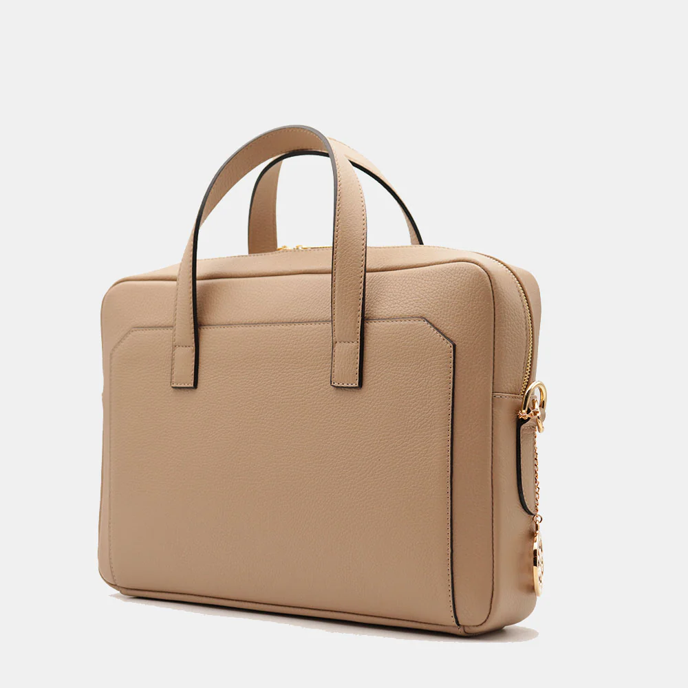 Borsa Business in Pelle Taupe VIAVERDI Made in Italy - Porta Pc 15.6 - Image 4