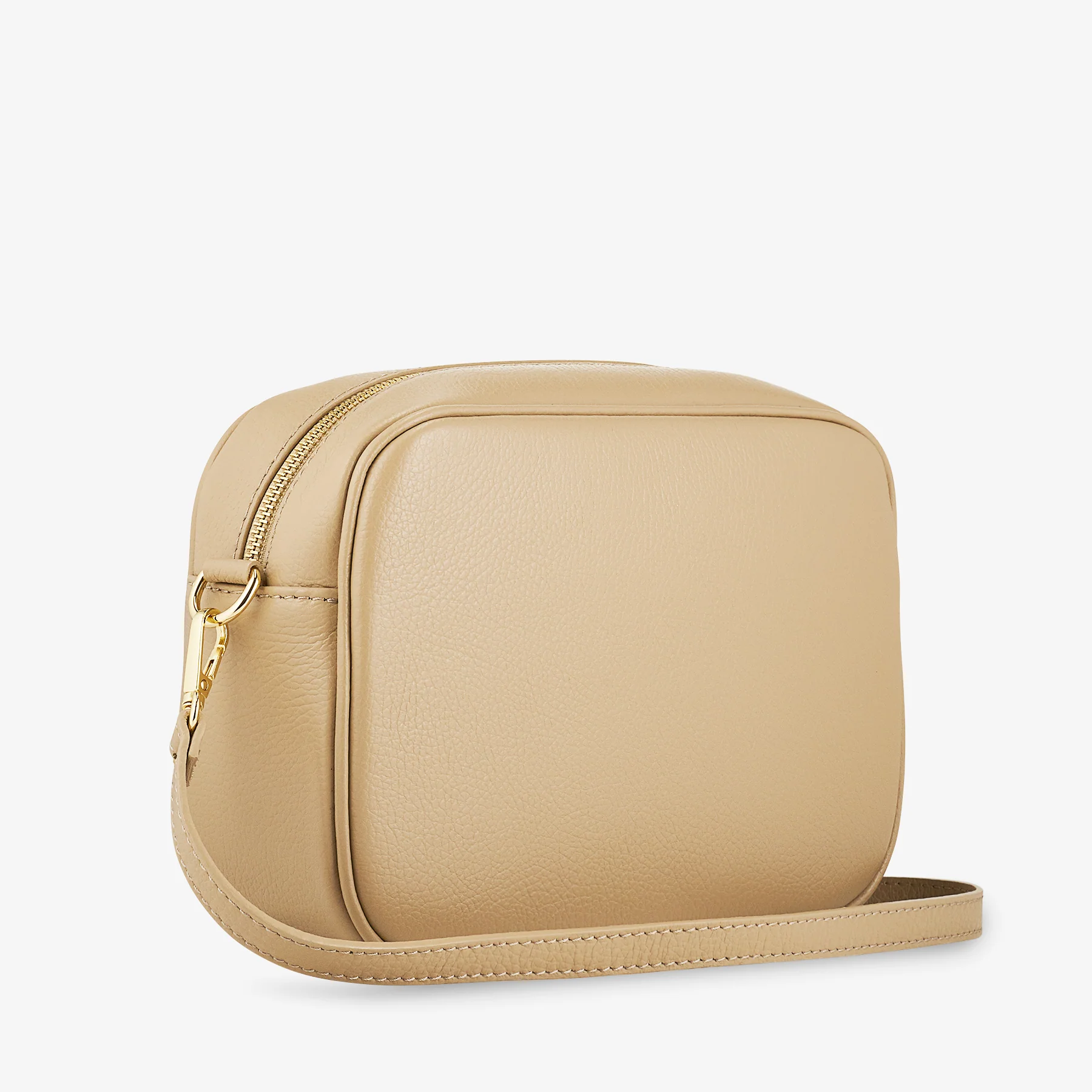 Borsa Camera Bag Media in Pelle Beige con Tracolla VIAVERDI Made in Italy - Image 3
