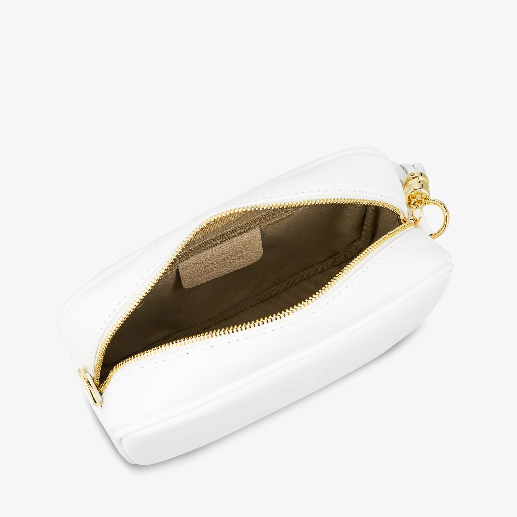 Borsa Camera Bag Media in Pelle Bianca con Tracolla VIAVERDI Made in Italy - Image 4