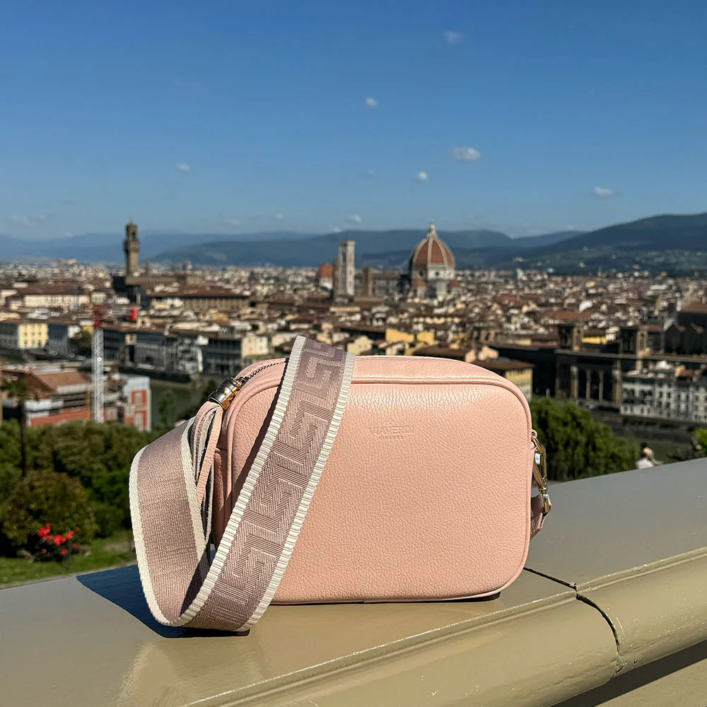 Borsa Camera Bag Media in Pelle Pesca con Tracolla VIAVERDI Made in Italy - Image 7