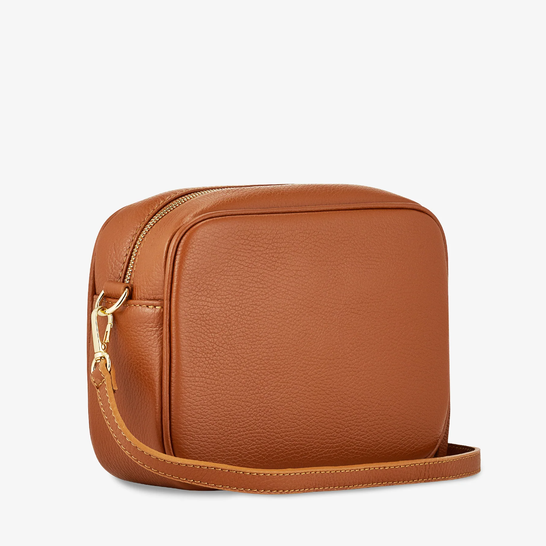 Borsa Camera Bag Media in Pelle Marrone con Tracolla VIAVERDI Made in Italy - Image 2