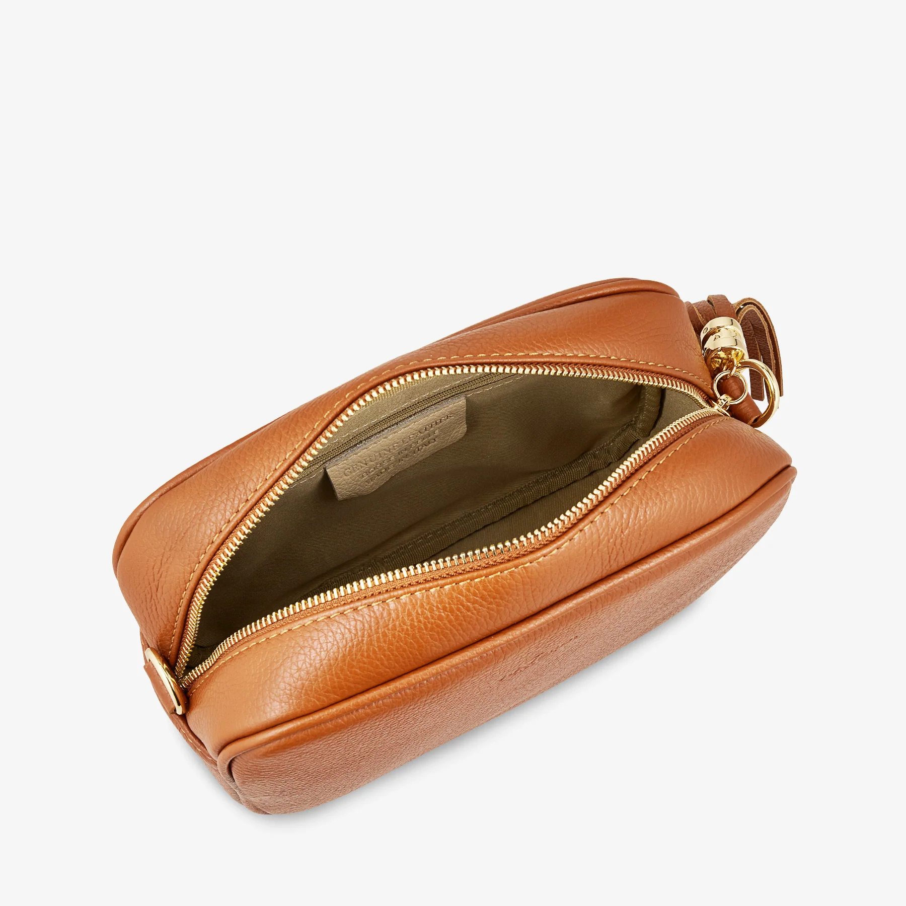 Borsa Camera Bag Media in Pelle Marrone con Tracolla VIAVERDI Made in Italy - Image 3
