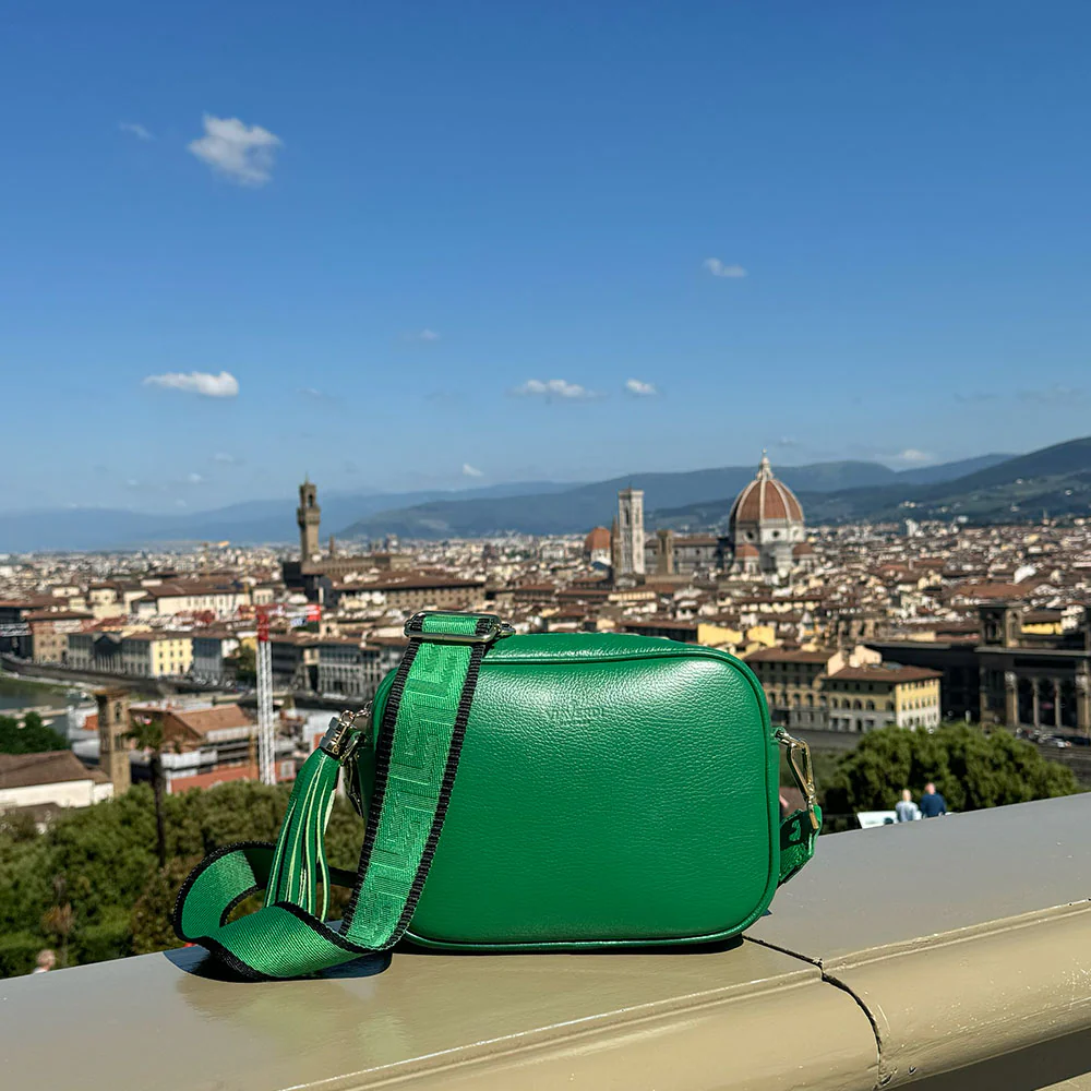 Borsa Camera Bag Media in Pelle Verde con Tracolla VIAVERDI Made in Italy - Image 7