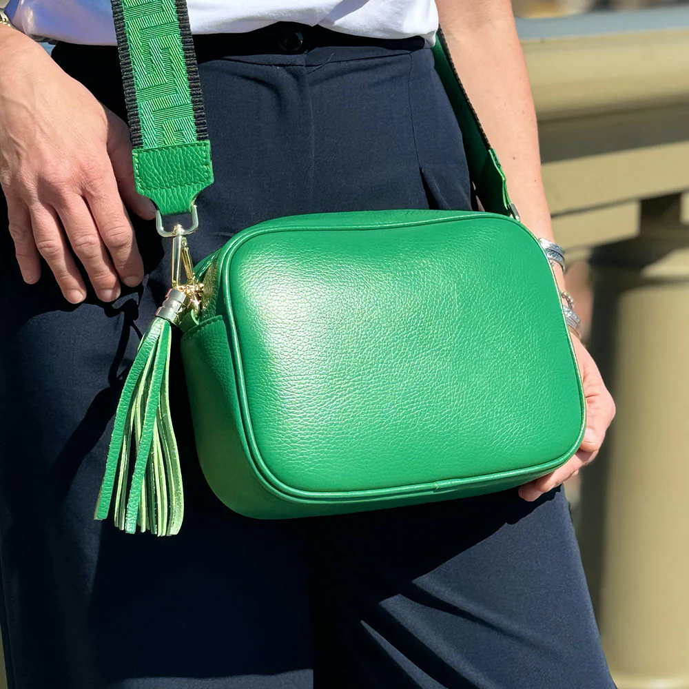Borsa Camera Bag Media in Pelle Verde con Tracolla VIAVERDI Made in Italy - Image 8