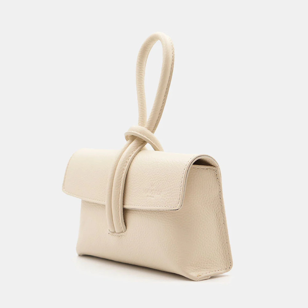 Borsa Clutch a Mano con Tracolla VIAVERDI in Pelle Avorio Made in Italy linea Castiglione - Image 3