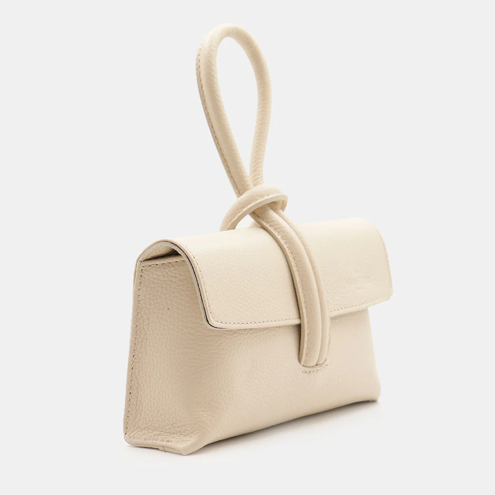 Borsa Clutch a Mano con Tracolla VIAVERDI in Pelle Avorio Made in Italy linea Castiglione - Image 4