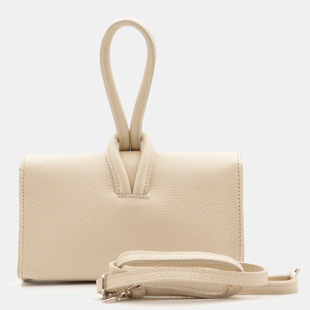 Borsa Clutch a Mano con Tracolla VIAVERDI in Pelle Avorio Made in Italy linea Castiglione - Image 7
