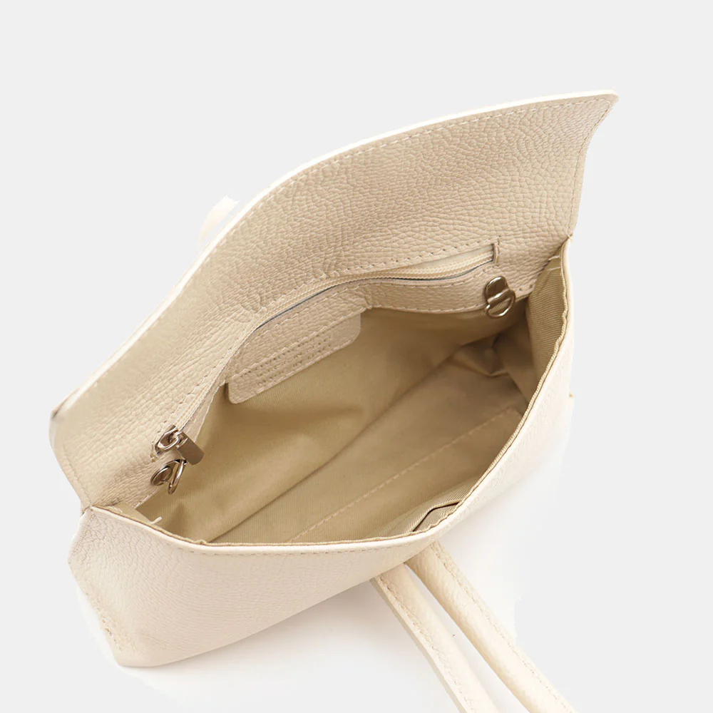 Borsa Clutch a Mano con Tracolla VIAVERDI in Pelle Avorio Made in Italy linea Castiglione - Image 9