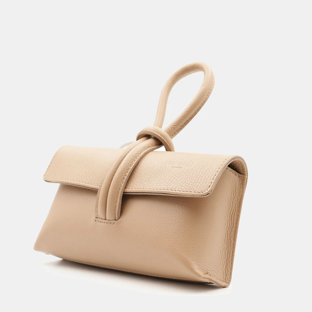 Borsa Clutch a Mano con Tracolla VIAVERDI in Pelle Beige Made in Italy linea Castiglione - Image 3