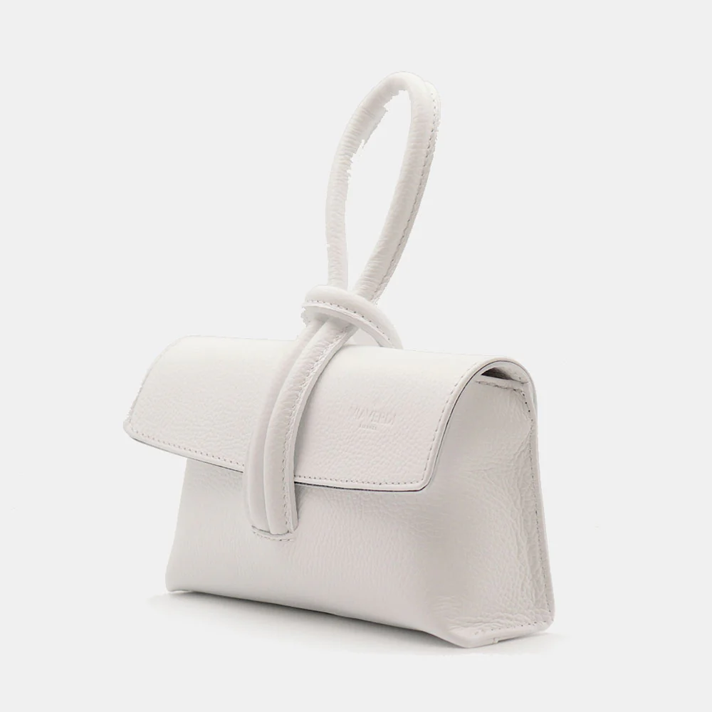 Borsa Clutch a Mano con Tracolla VIAVERDI in Pelle Bianca Made in Italy linea Castiglione - Image 3