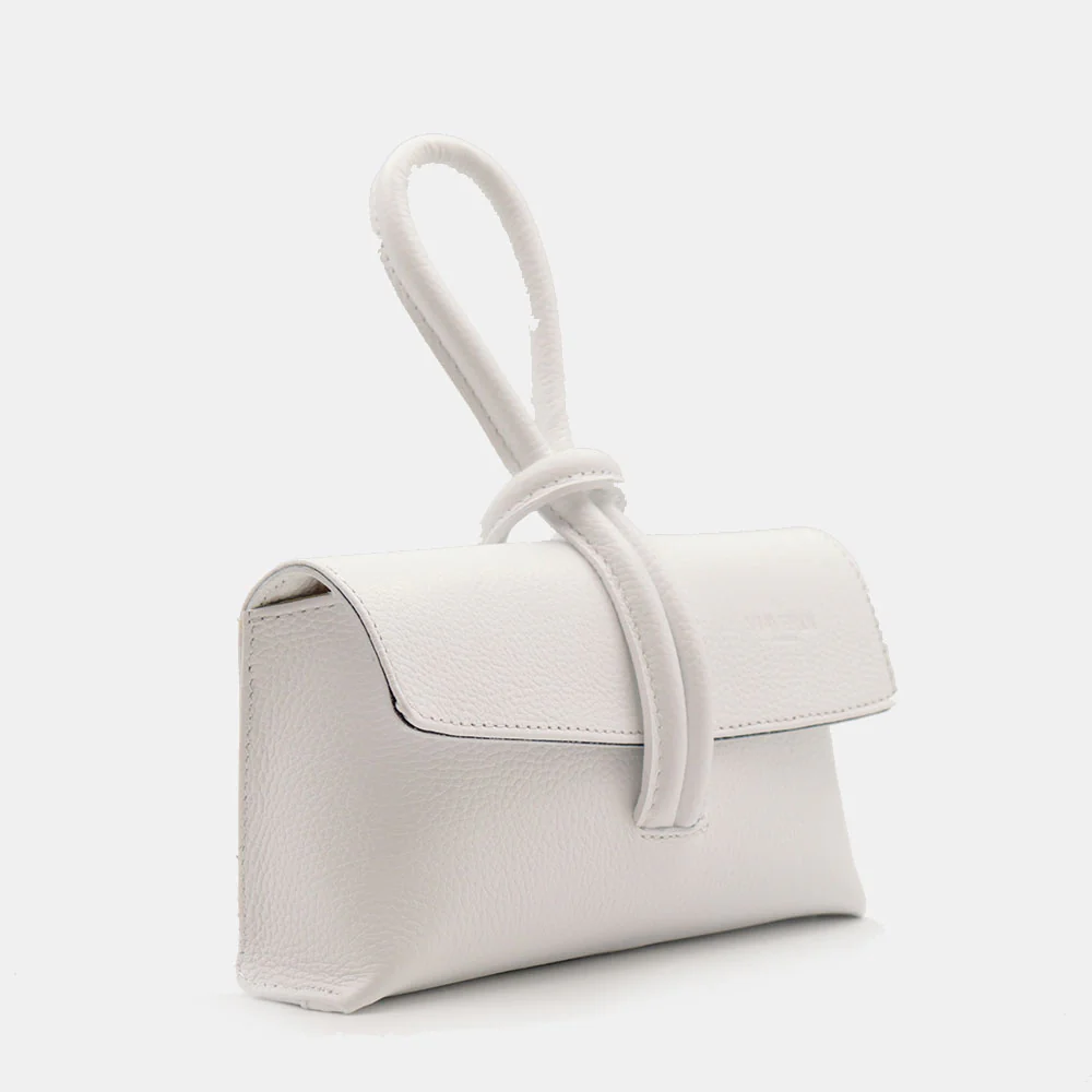 Borsa Clutch a Mano con Tracolla VIAVERDI in Pelle Bianca Made in Italy linea Castiglione - Image 4