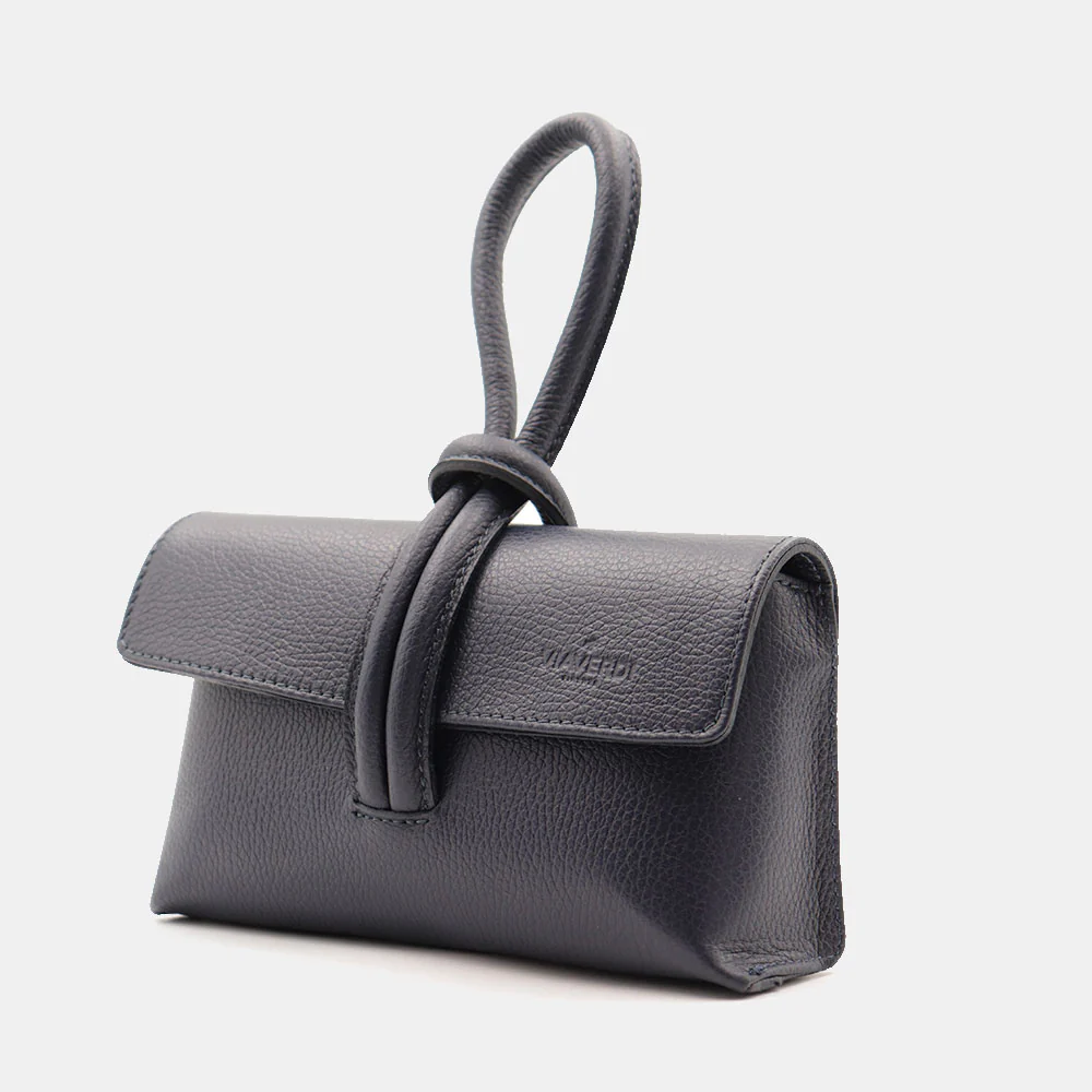 Borsa Clutch a Mano con Tracolla VIAVERDI in Pelle Blu Made in Italy linea Castiglione - Image 3