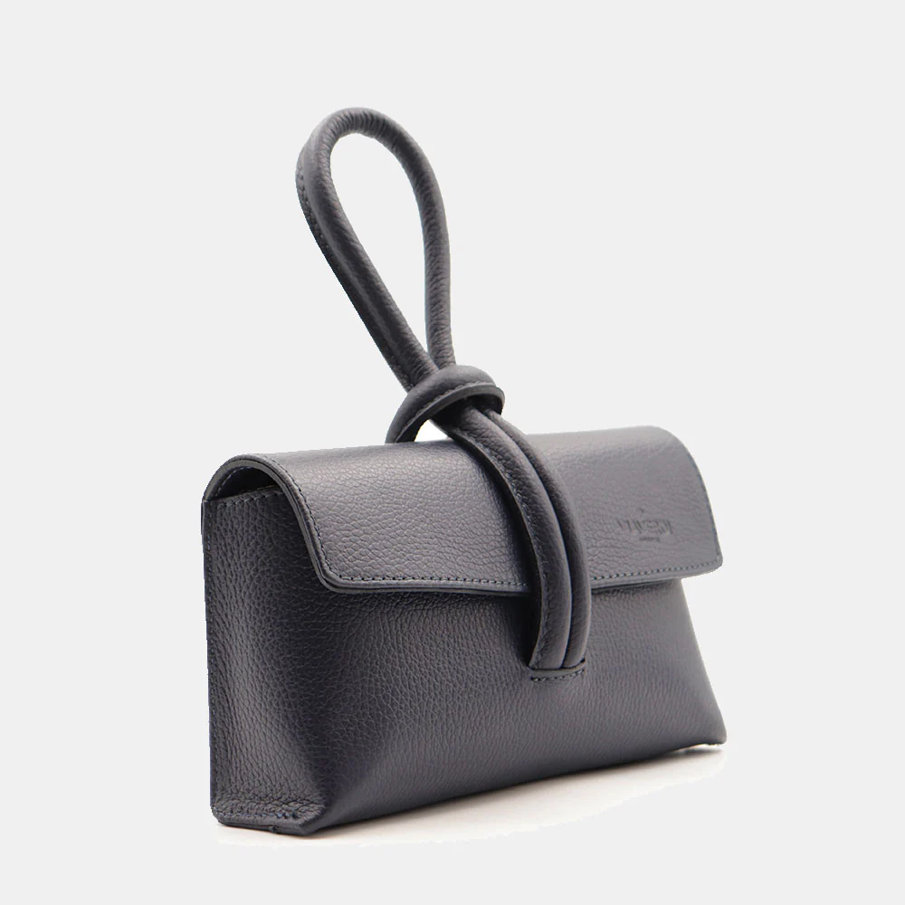 Borsa Clutch a Mano con Tracolla VIAVERDI in Pelle Blu Made in Italy linea Castiglione - Image 5