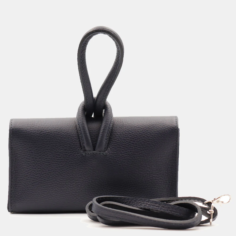 Borsa Clutch a Mano con Tracolla VIAVERDI in Pelle Blu Made in Italy linea Castiglione - Image 7