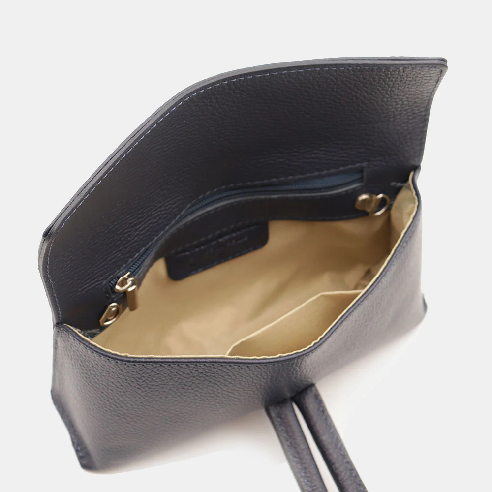 Borsa Clutch a Mano con Tracolla VIAVERDI in Pelle Blu Made in Italy linea Castiglione - Image 9