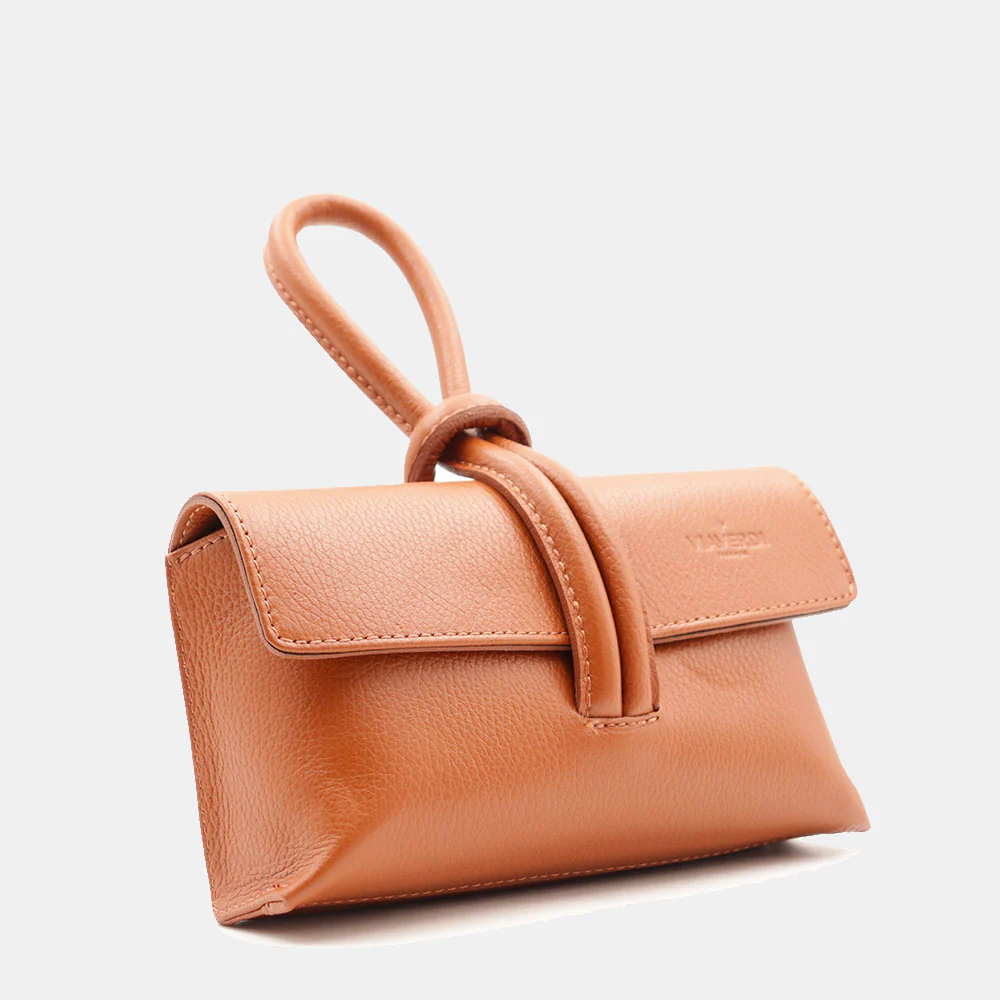 Borsa Clutch a Mano con Tracolla VIAVERDI in Pelle color Cuoio Made in Italy linea Castiglione - Image 4