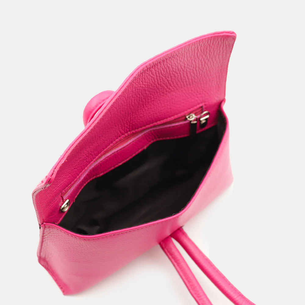 Borsa Clutch a Mano con Tracolla VIAVERDI in Pelle Fucsia Made in Italy linea Castiglione - Image 10