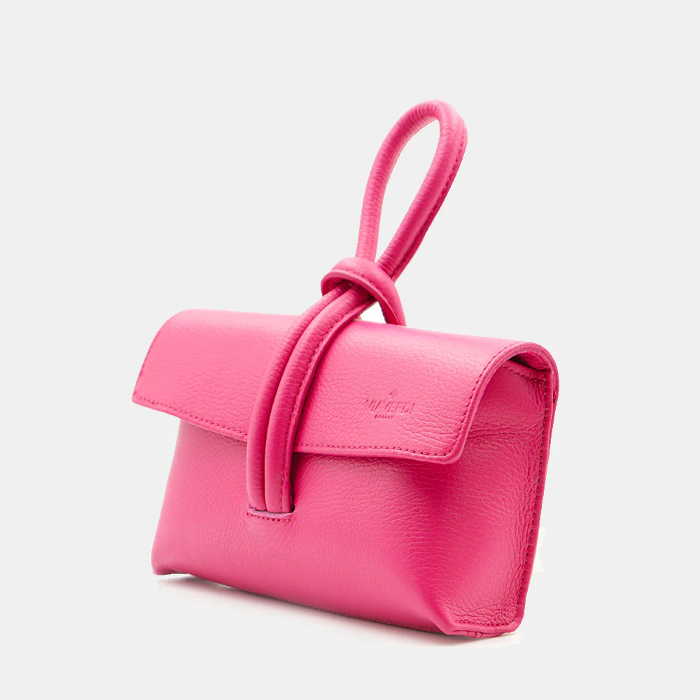 Borsa Clutch a Mano con Tracolla VIAVERDI in Pelle Fucsia Made in Italy linea Castiglione - Image 3