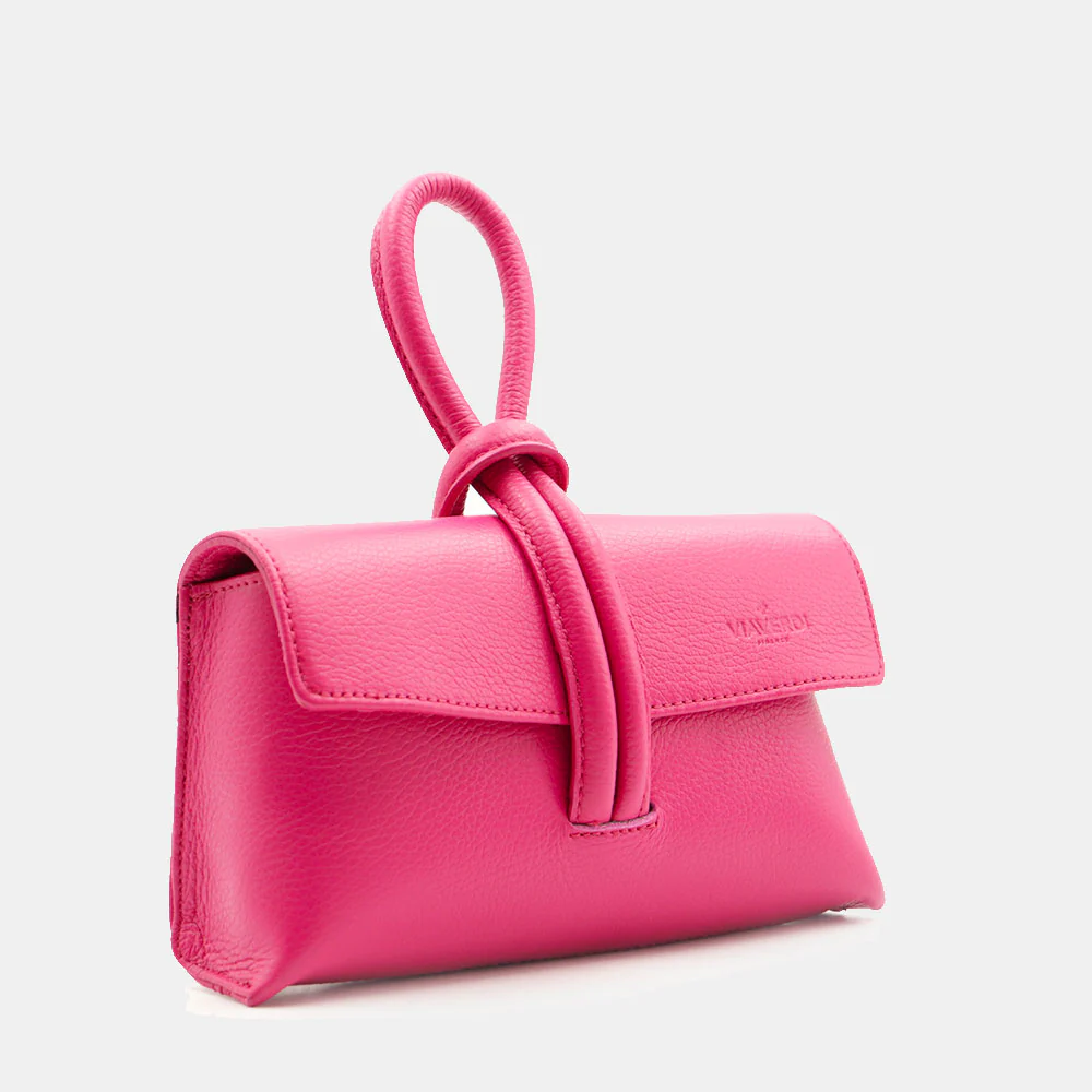 Borsa Clutch a Mano con Tracolla VIAVERDI in Pelle Fucsia Made in Italy linea Castiglione - Image 4