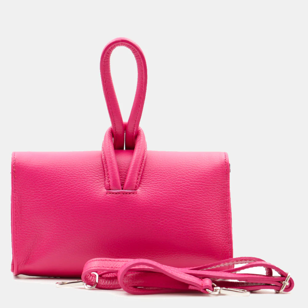 Borsa Clutch a Mano con Tracolla VIAVERDI in Pelle Fucsia Made in Italy linea Castiglione - Image 6