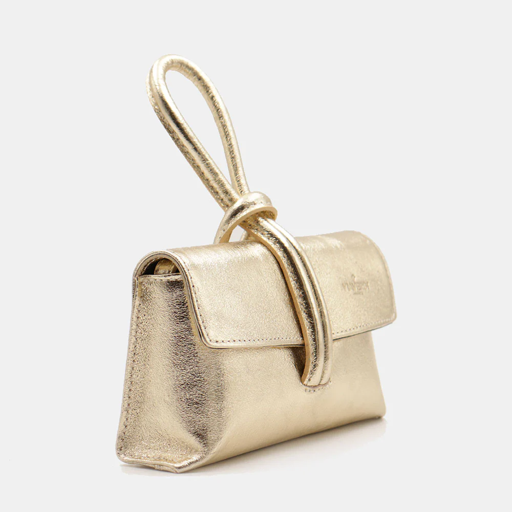 Borsa Clutch a Mano con Tracolla VIAVERDI in Pelle Oro Made in Italy linea Castiglione - Image 5