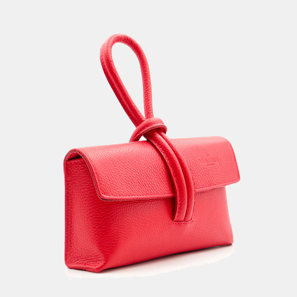 Borsa Clutch a Mano con Tracolla VIAVERDI in Pelle Rossa Made in Italy linea Castiglione - Image 3