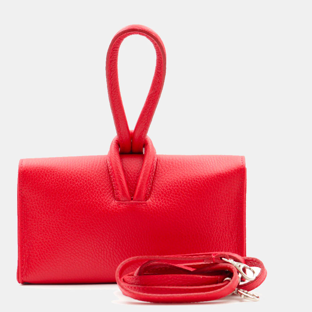 Borsa Clutch a Mano con Tracolla VIAVERDI in Pelle Rossa Made in Italy linea Castiglione - Image 4