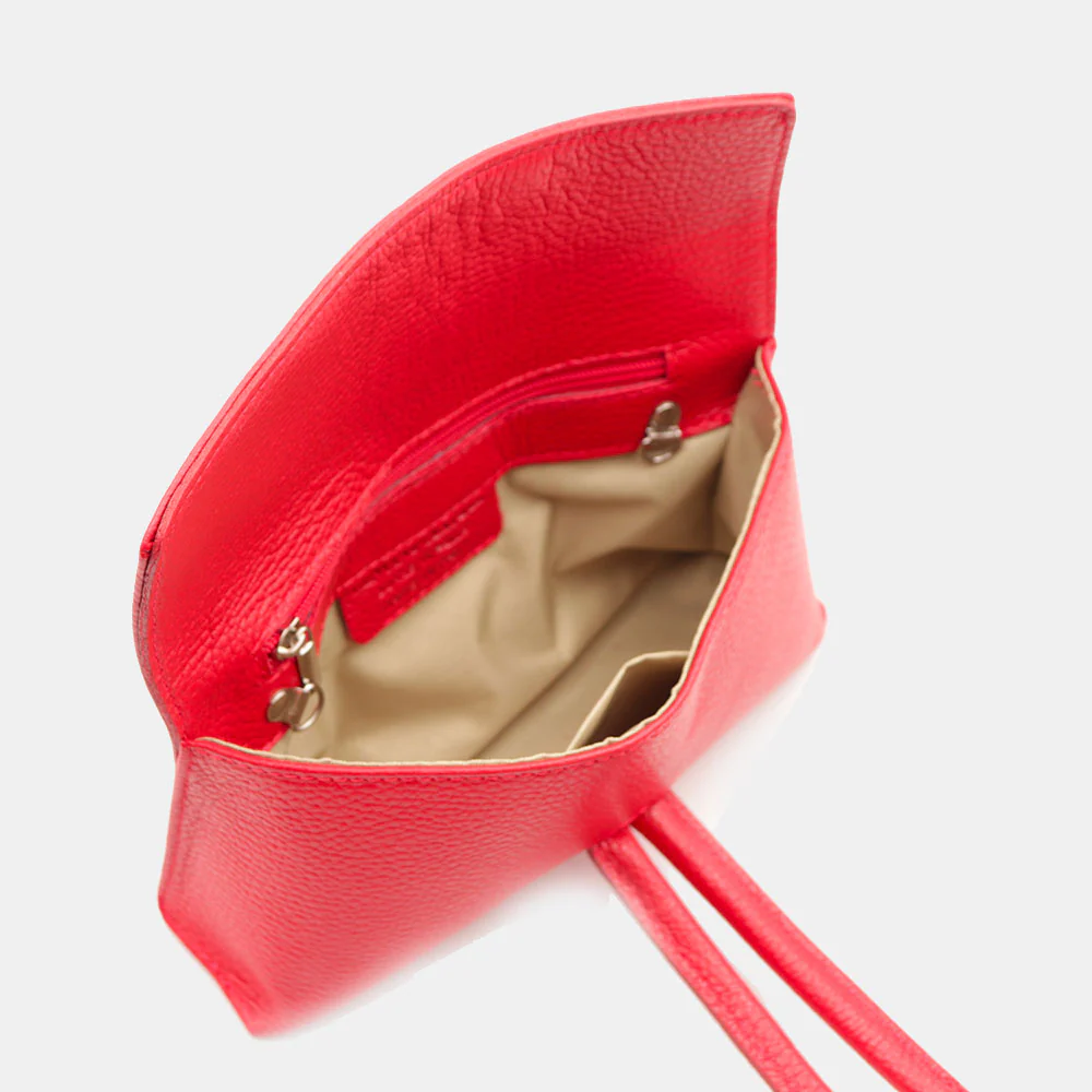 Borsa Clutch a Mano con Tracolla VIAVERDI in Pelle Rossa Made in Italy linea Castiglione - Image 6